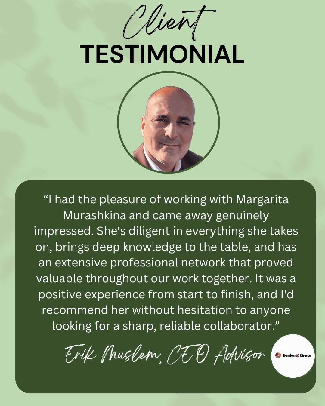 Customer testimonial graphic